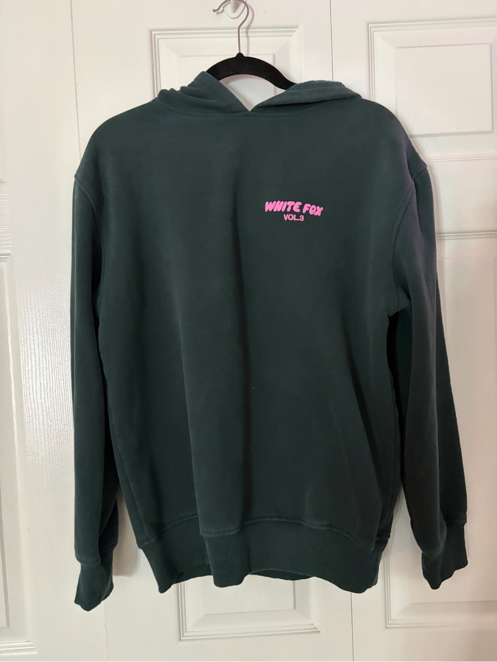 White Fox Boutique Green Hoodie with Pink Logo